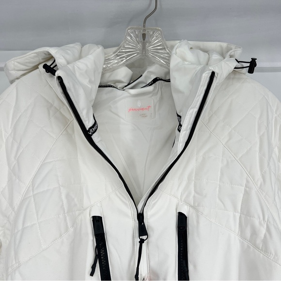 Free People All Prepped White Quilted Long Winter Ski Snowboarding Coat L NWT - Picture 8 of 13